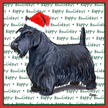Scottish Terrier Happy Howlidays Text - Adult Unisex T-Shirt