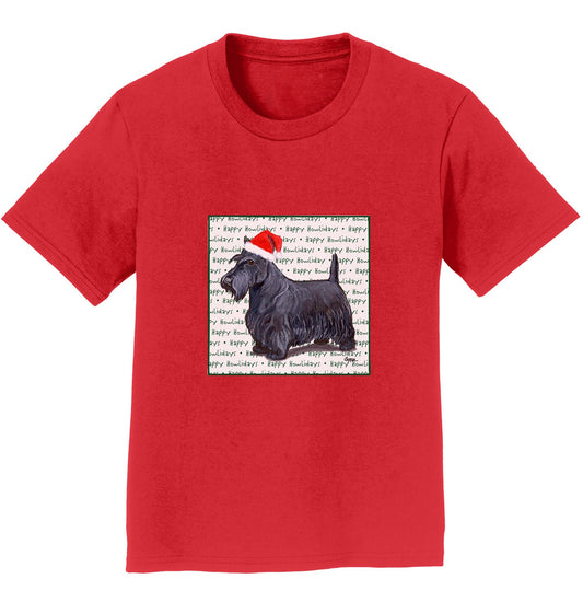 Scottish Terrier Happy Howlidays Text - Kids' Unisex T-Shirt