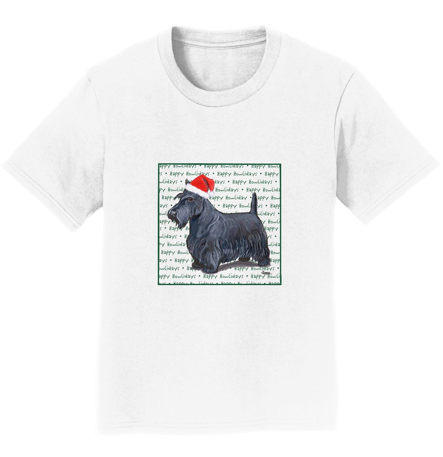 Scottish Terrier Happy Howlidays Text - Kids' Unisex T-Shirt