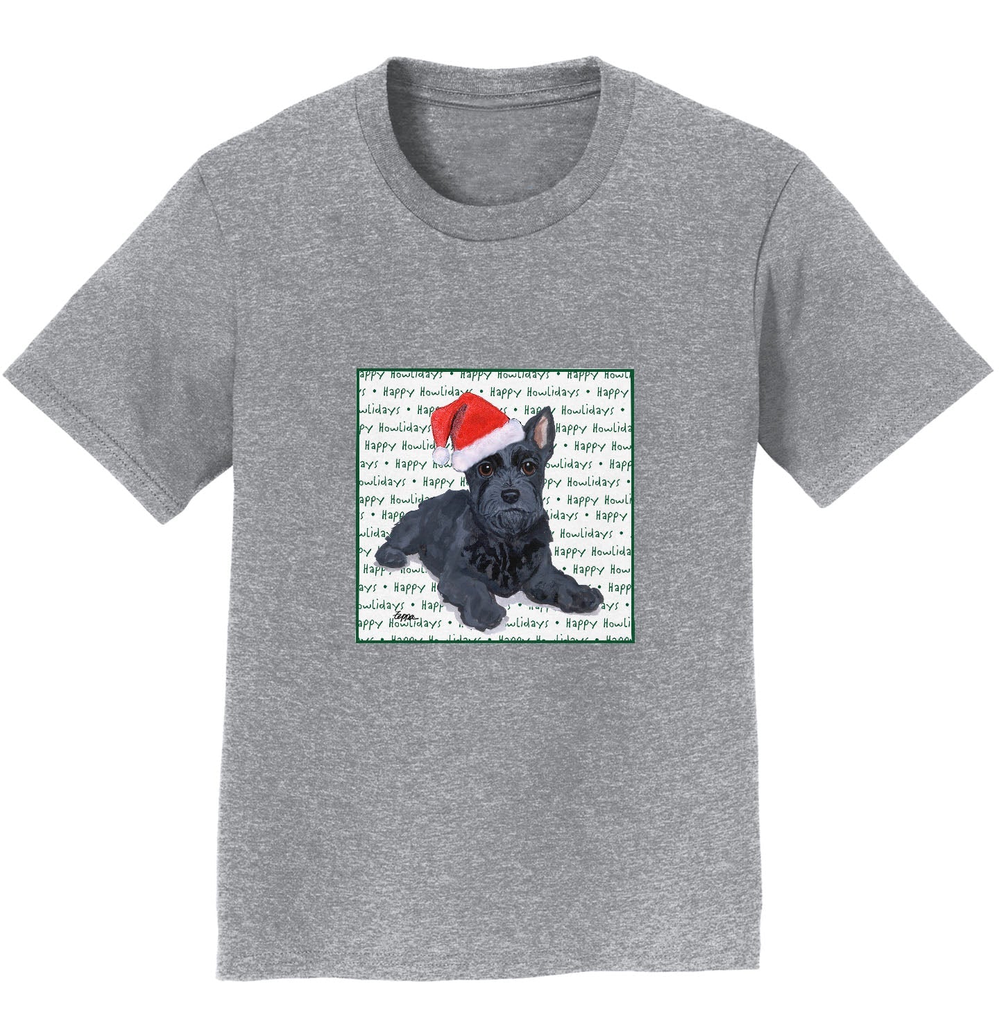 Scottish Terrier Puppy Happy Howlidays Text - Kids' Unisex T-Shirt