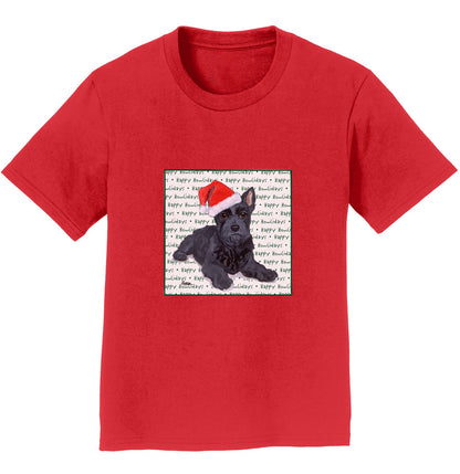 Scottish Terrier Puppy Happy Howlidays Text - Kids' Unisex T-Shirt