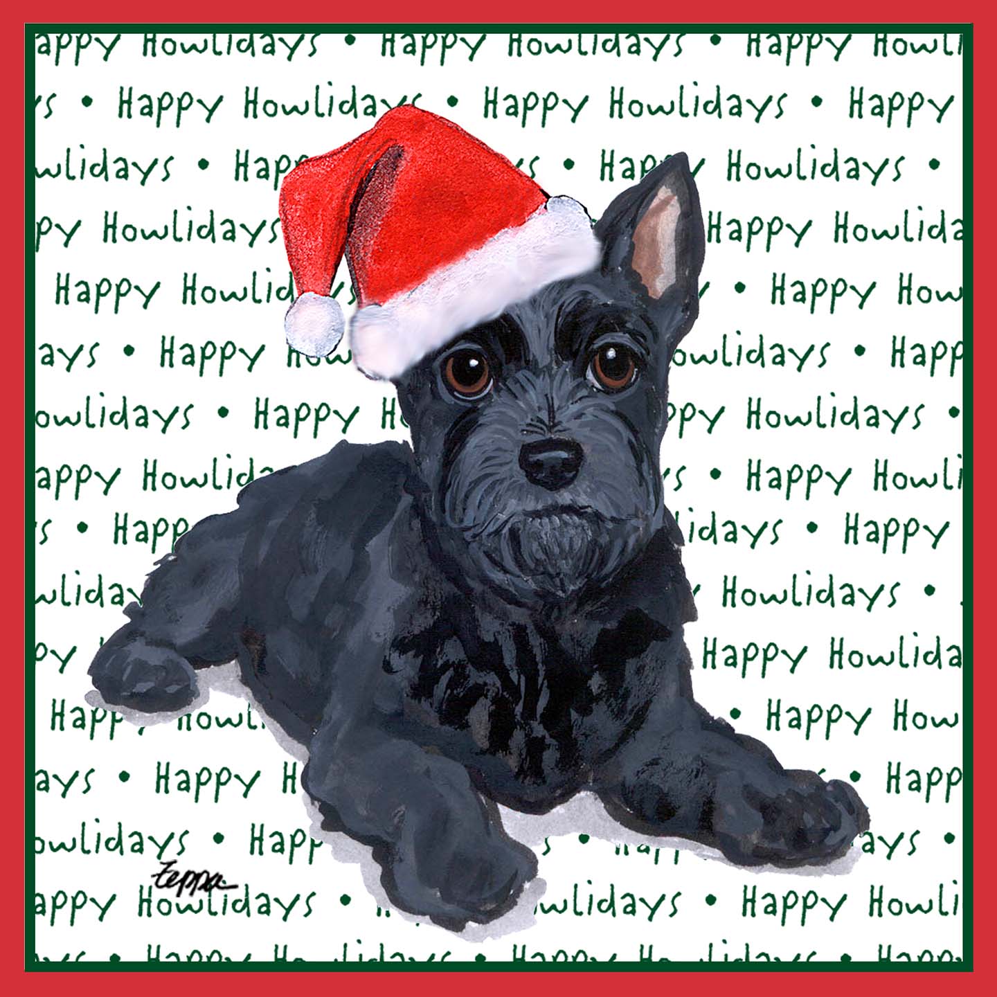 Scottish Terrier Puppy Happy Howlidays Text - Kids' Unisex T-Shirt