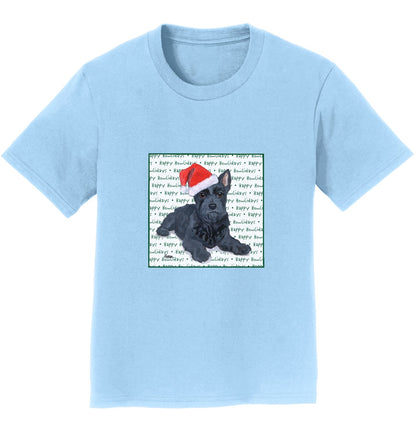 Scottish Terrier Puppy Happy Howlidays Text - Kids' Unisex T-Shirt