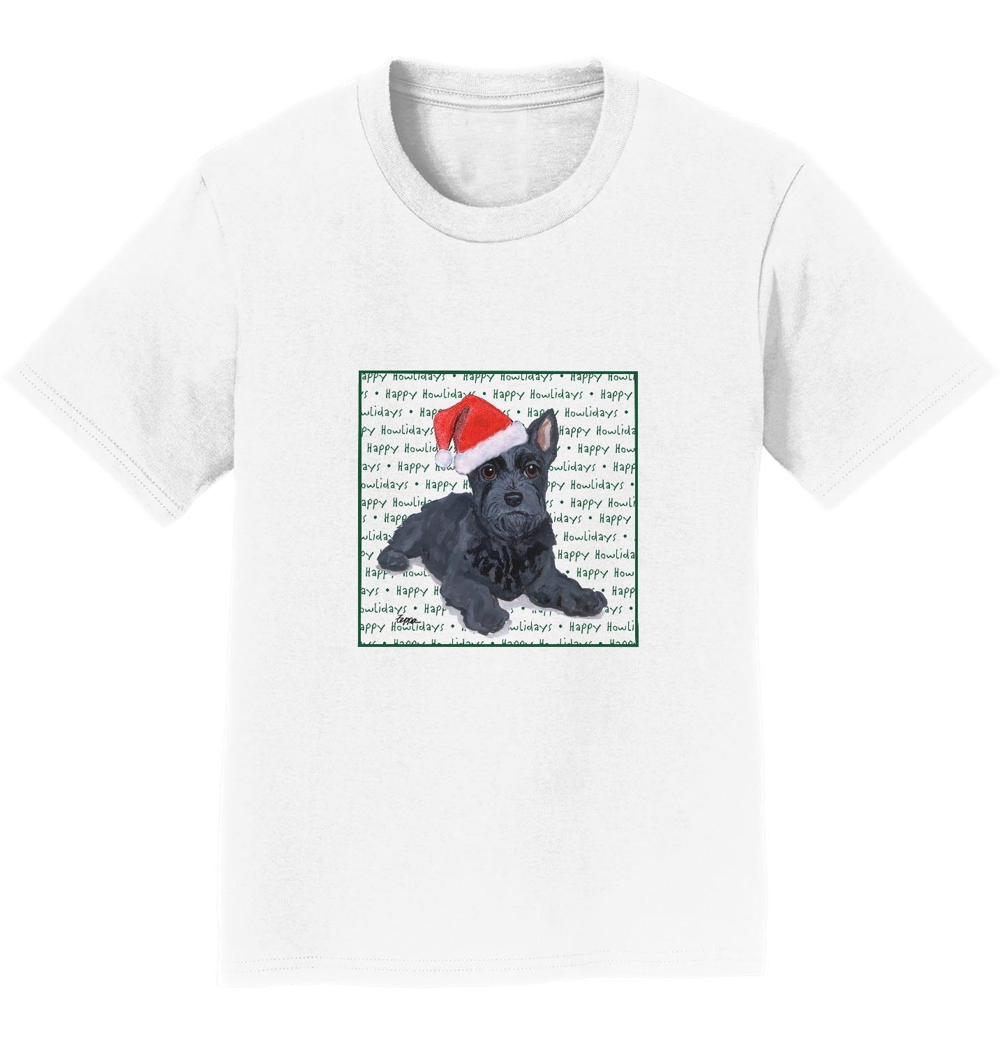 Scottish Terrier Puppy Happy Howlidays Text - Kids' Unisex T-Shirt