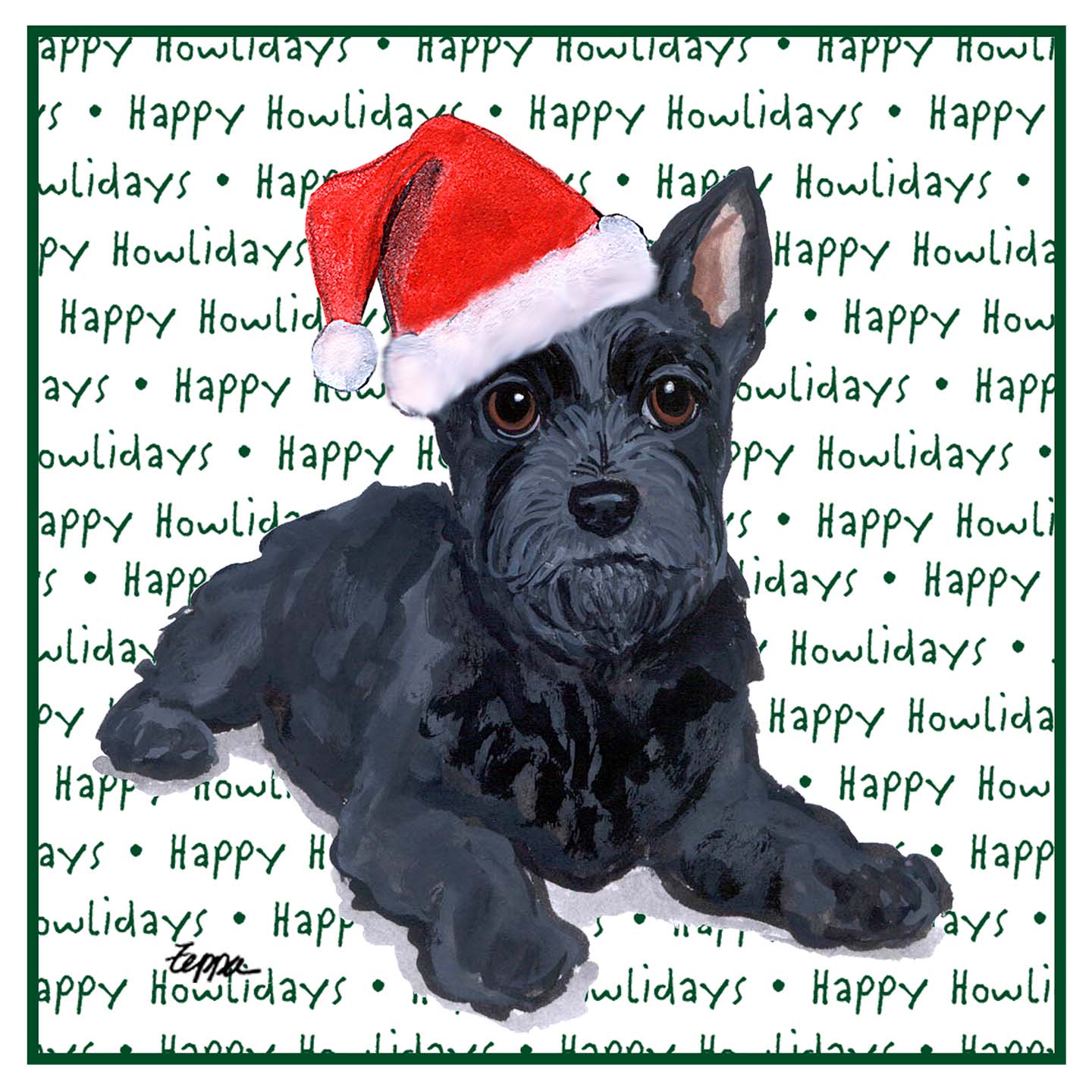 Scottish Terrier Puppy Happy Howlidays Text - Adult Unisex Hoodie Sweatshirt