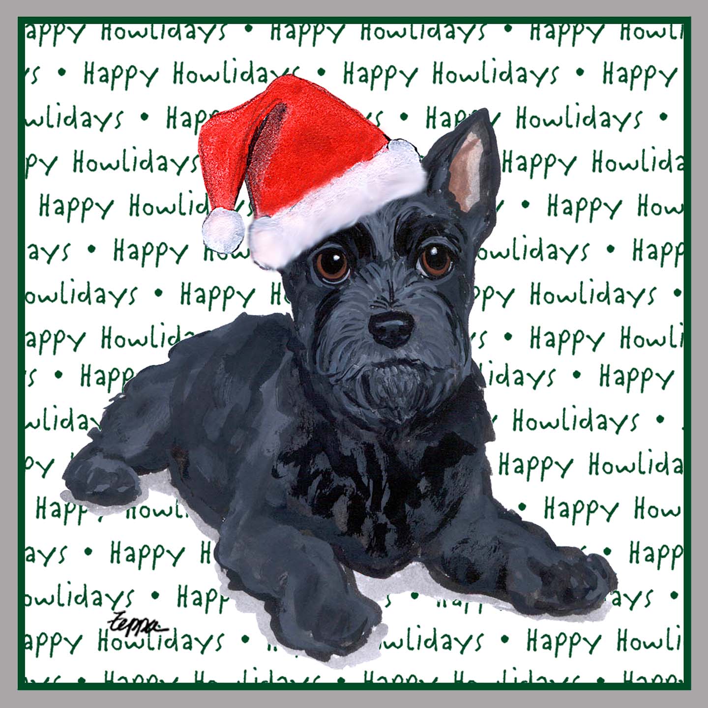 Scottish Terrier Puppy Happy Howlidays Text - Kids' Unisex Hoodie Sweatshirt