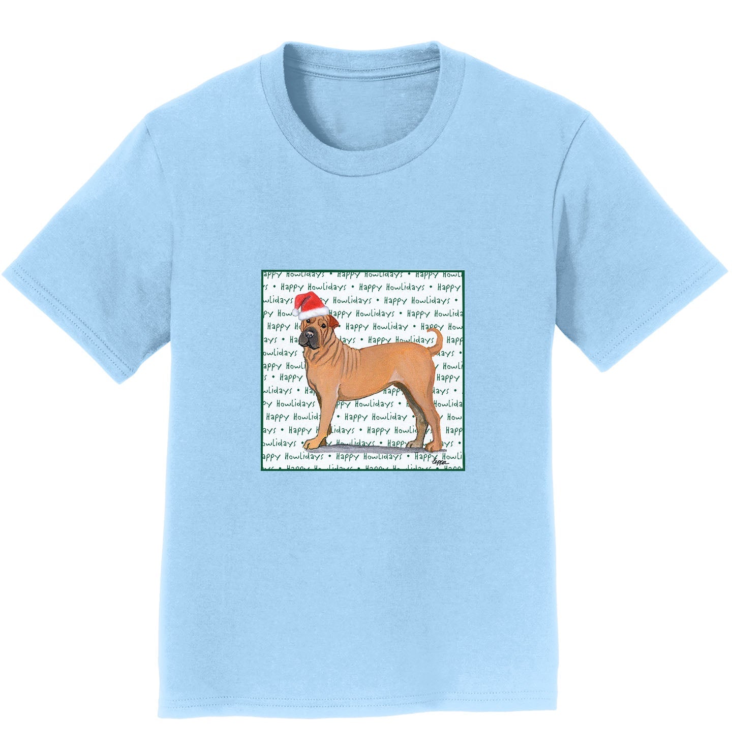 Chinese Shar-Pei Happy Howlidays Text - Kids' Unisex T-Shirt