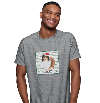 Shetland Sheepdog Happy Howlidays Text - Adult Unisex T-Shirt