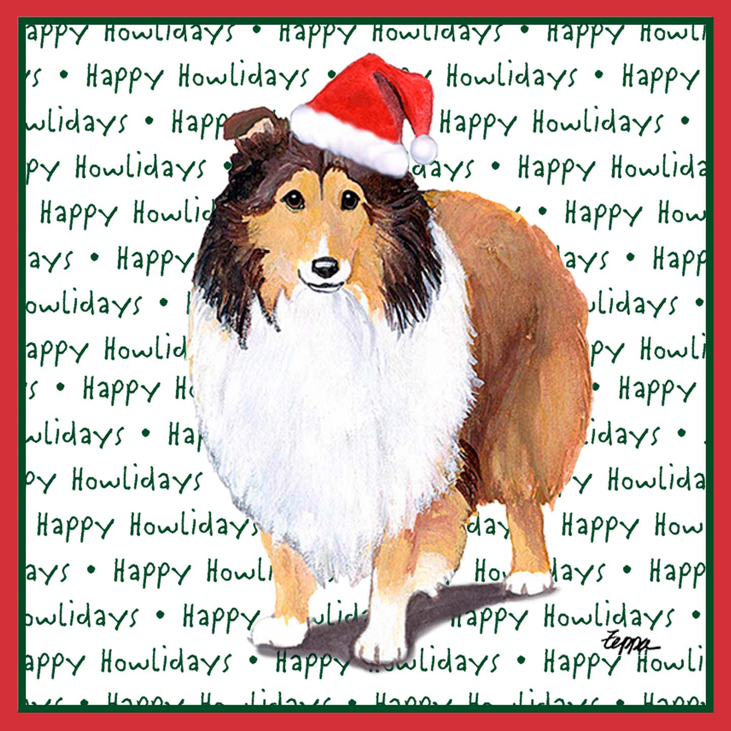 Shetland Sheepdog Happy Howlidays Text - Adult Unisex T-Shirt