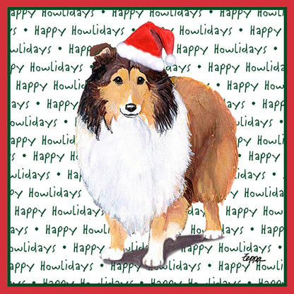 Shetland Sheepdog Happy Howlidays Text - Adult Unisex Long Sleeve T-Shirt