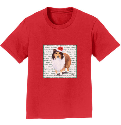 Shetland Sheepdog Happy Howlidays Text - Kids' Unisex T-Shirt