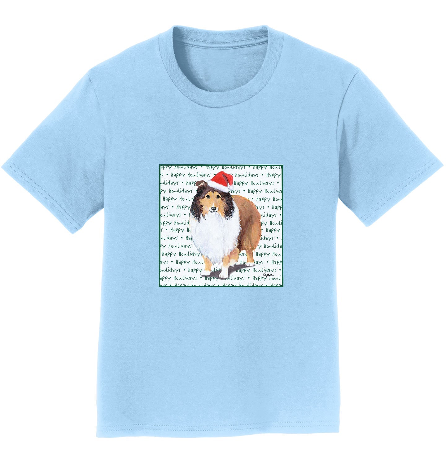 Shetland Sheepdog Happy Howlidays Text - Kids' Unisex T-Shirt