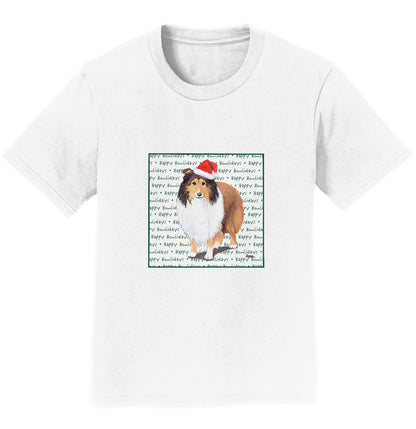 Shetland Sheepdog Happy Howlidays Text - Kids' Unisex T-Shirt