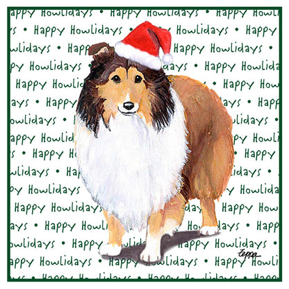 Shetland Sheepdog Happy Howlidays Text - Adult Unisex Hoodie Sweatshirt