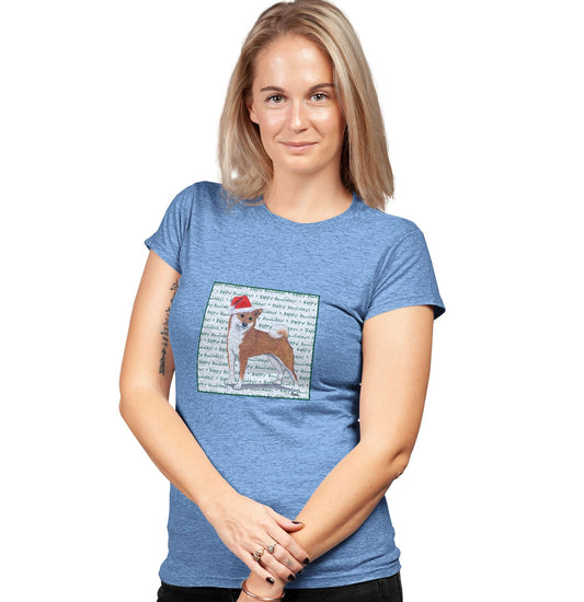 Shiba Inu Happy Howlidays Text - Women's Tri-Blend T-Shirt
