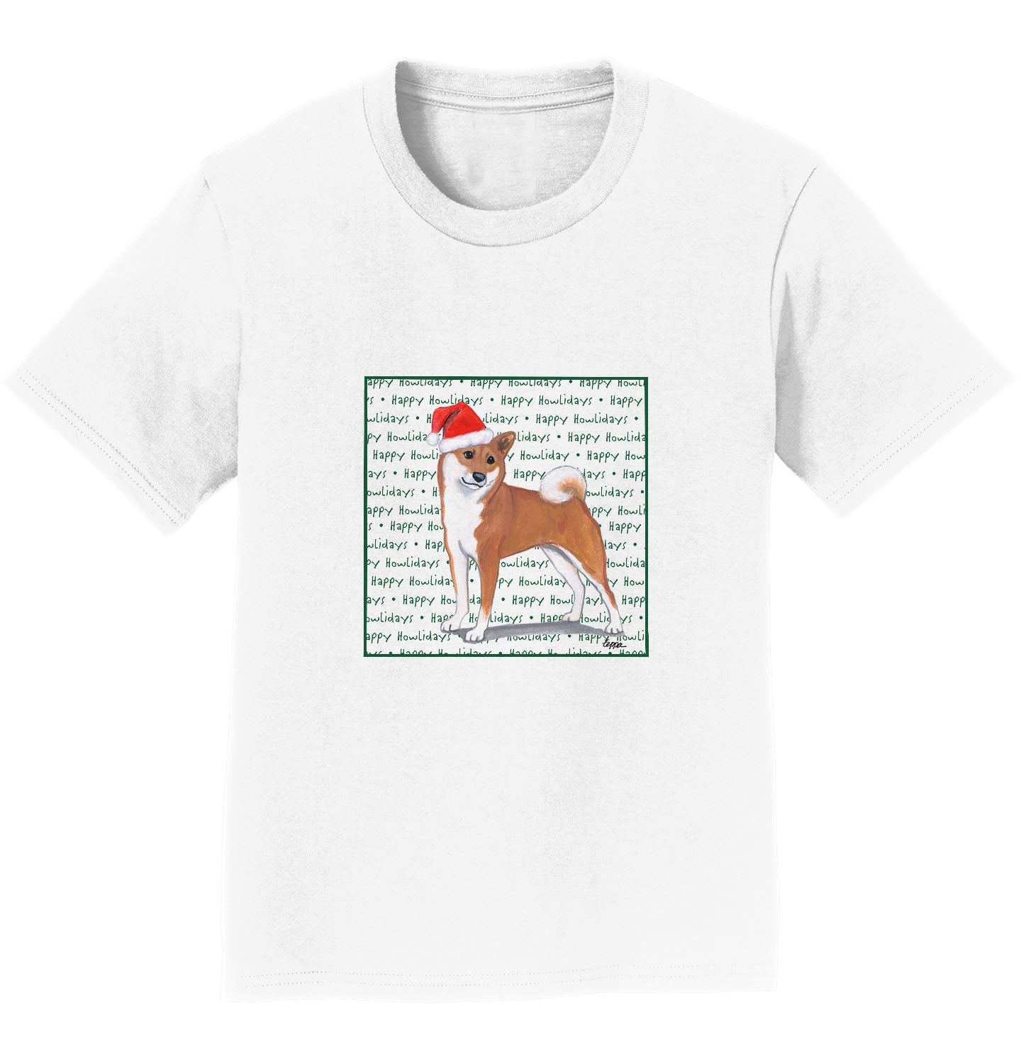 Shiba Inu Happy Howlidays Text - Kids' Unisex T-Shirt