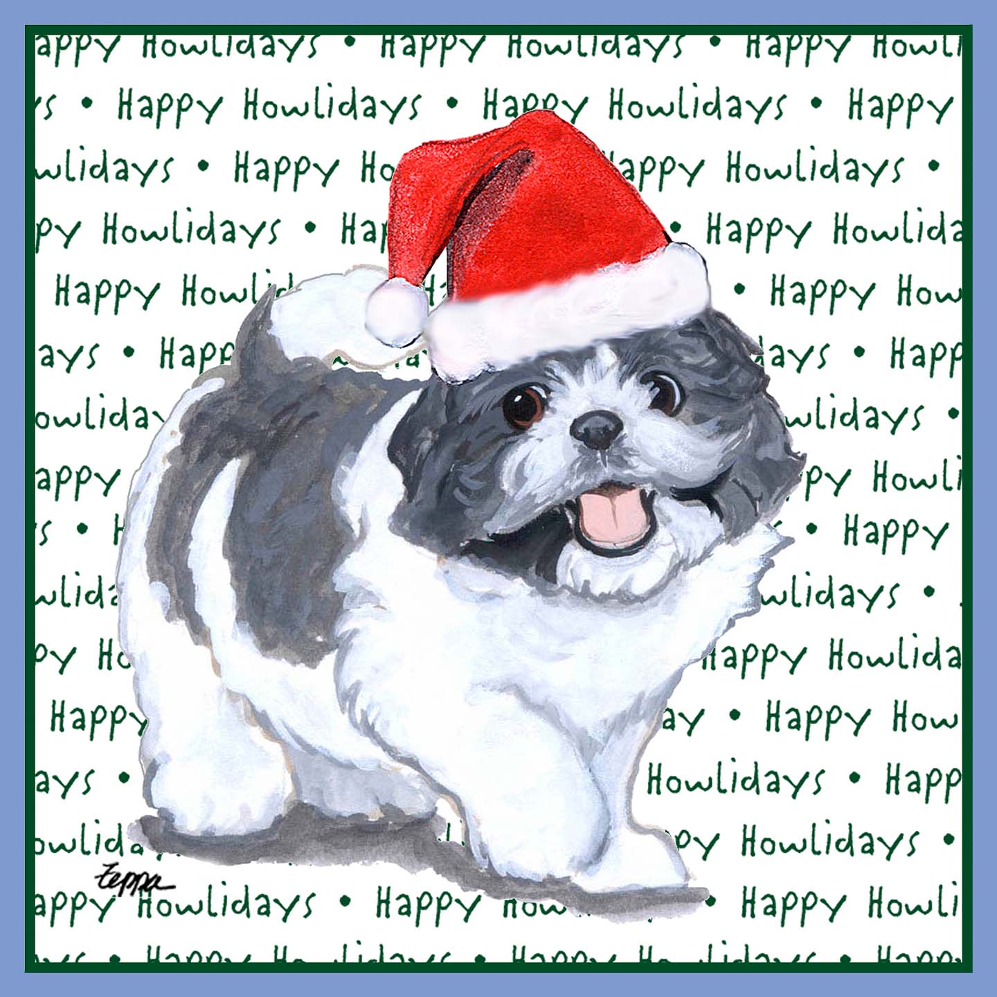 Shih Tzu Puppy Happy Howlidays Text - Women's Tri-Blend T-Shirt