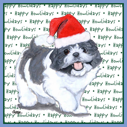 Shih Tzu Puppy Happy Howlidays Text - Women's Tri-Blend T-Shirt