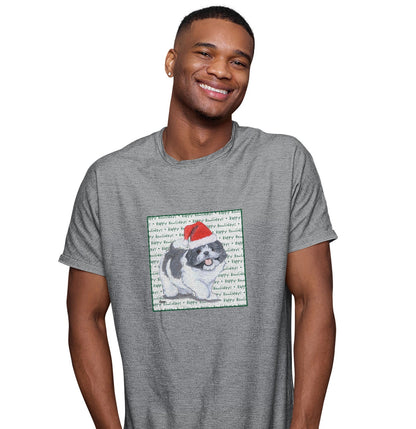 Shih Tzu Puppy Happy Howlidays Text - Adult Unisex T-Shirt