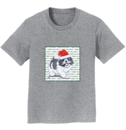 Shih Tzu Puppy Happy Howlidays Text - Kids' Unisex T-Shirt