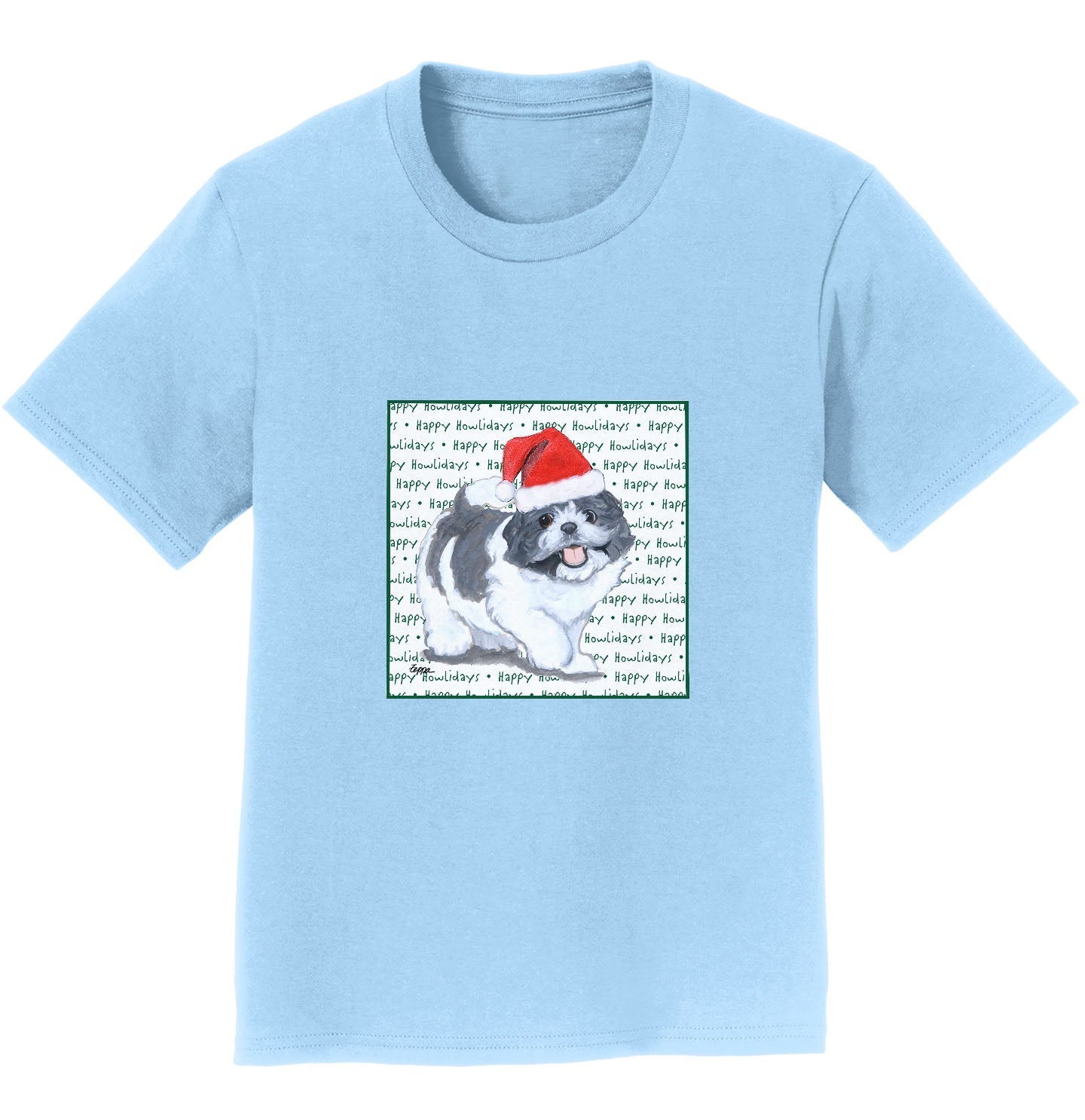 Shih Tzu Puppy Happy Howlidays Text - Kids' Unisex T-Shirt