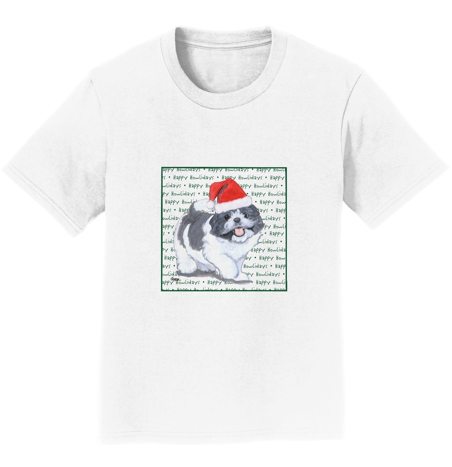 Shih Tzu Puppy Happy Howlidays Text - Kids' Unisex T-Shirt