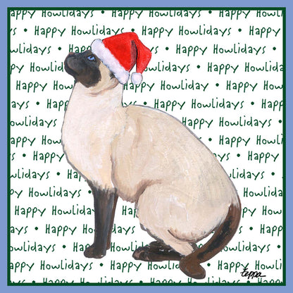 Siamese Cat Happy Howlidays Text - Women's Tri-Blend T-Shirt