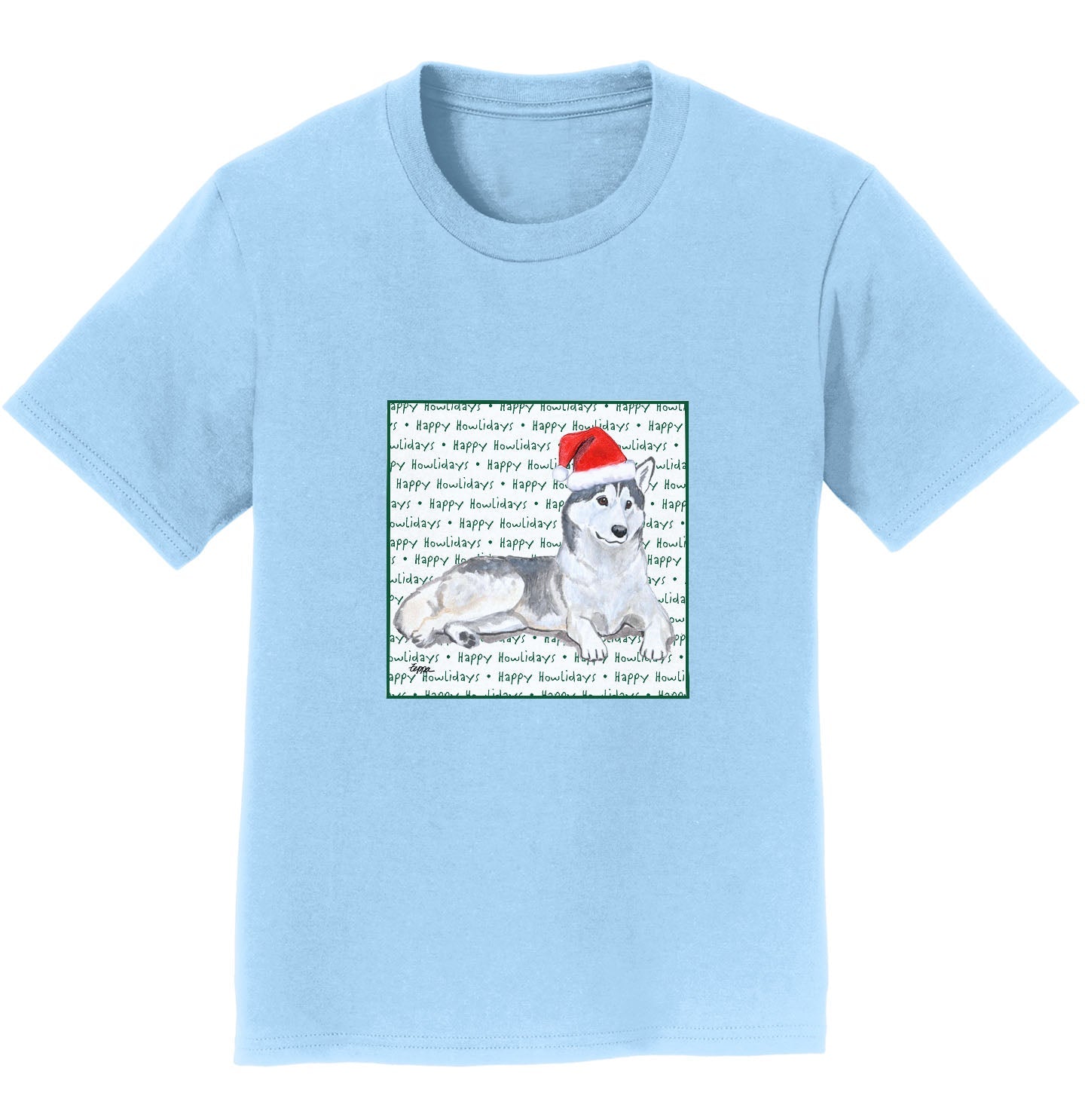 Siberian Husky Happy Howlidays Text - Kids' Unisex T-Shirt