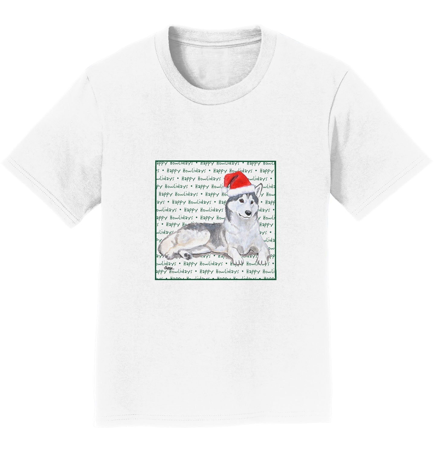 Siberian Husky Happy Howlidays Text - Kids' Unisex T-Shirt
