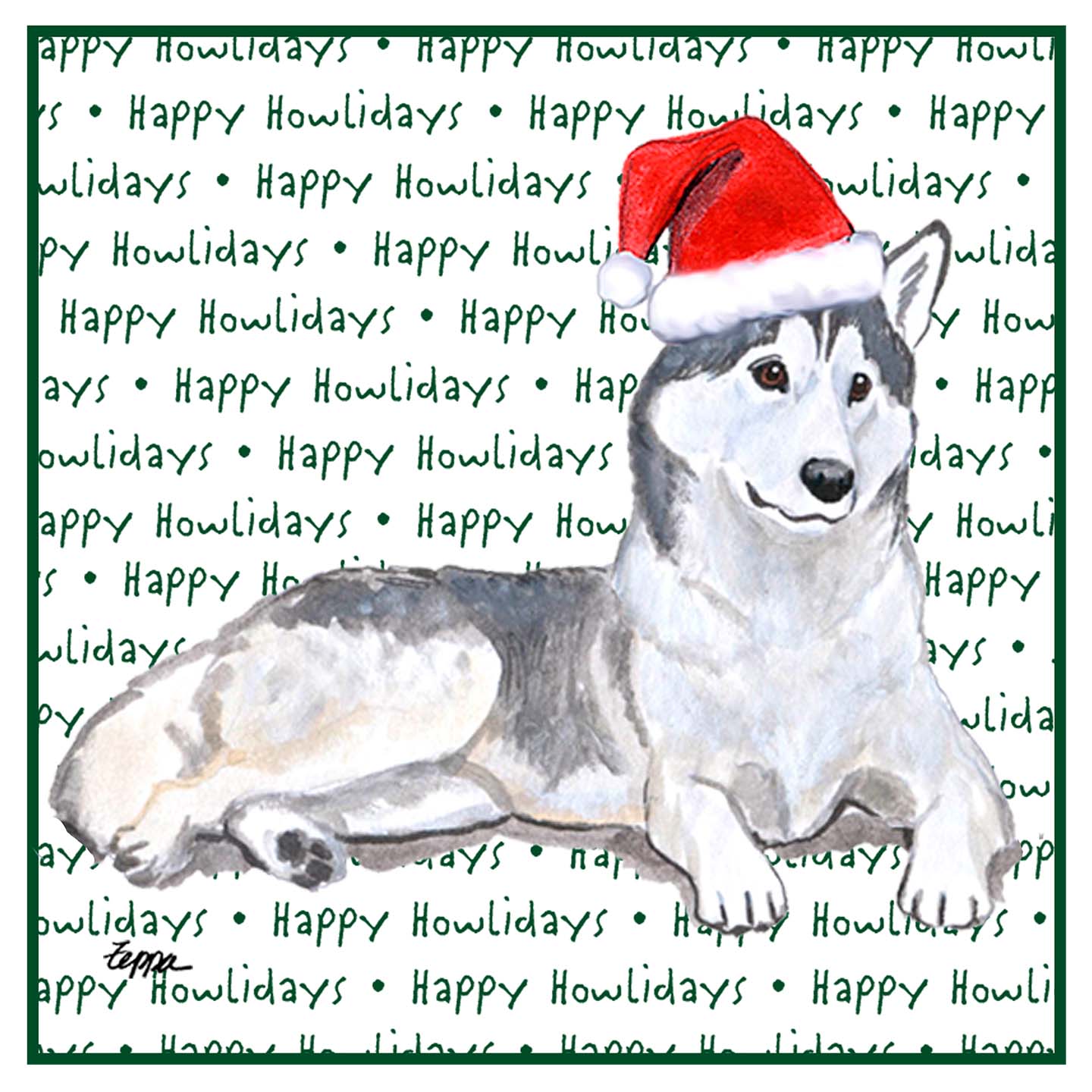 Siberian Husky Happy Howlidays Text - Adult Unisex Hoodie Sweatshirt