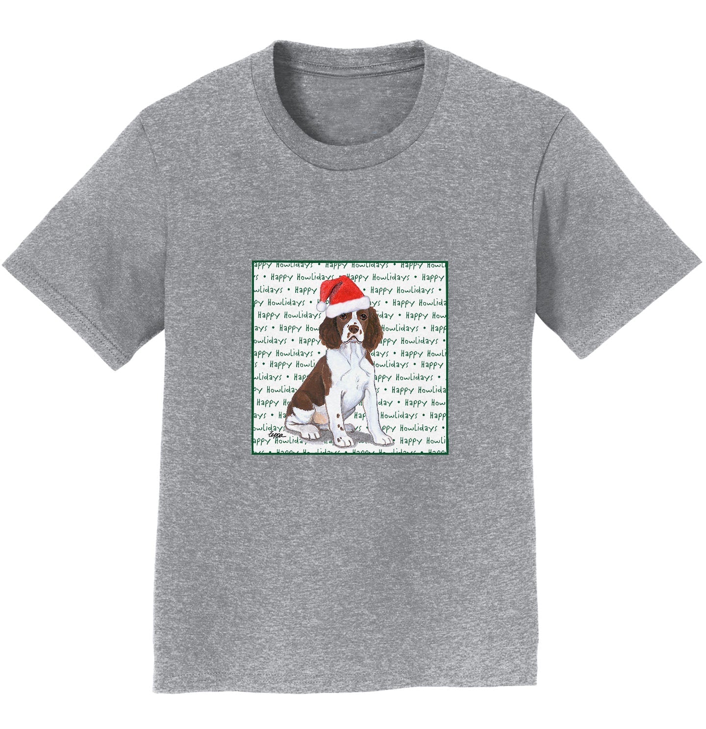 English Springer Spaniel Puppy Happy Howlidays Text - Kids' Unisex T-Shirt