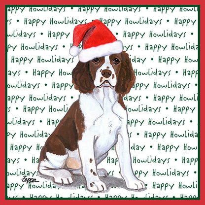 English Springer Spaniel Puppy Happy Howlidays Text - Kids' Unisex T-Shirt