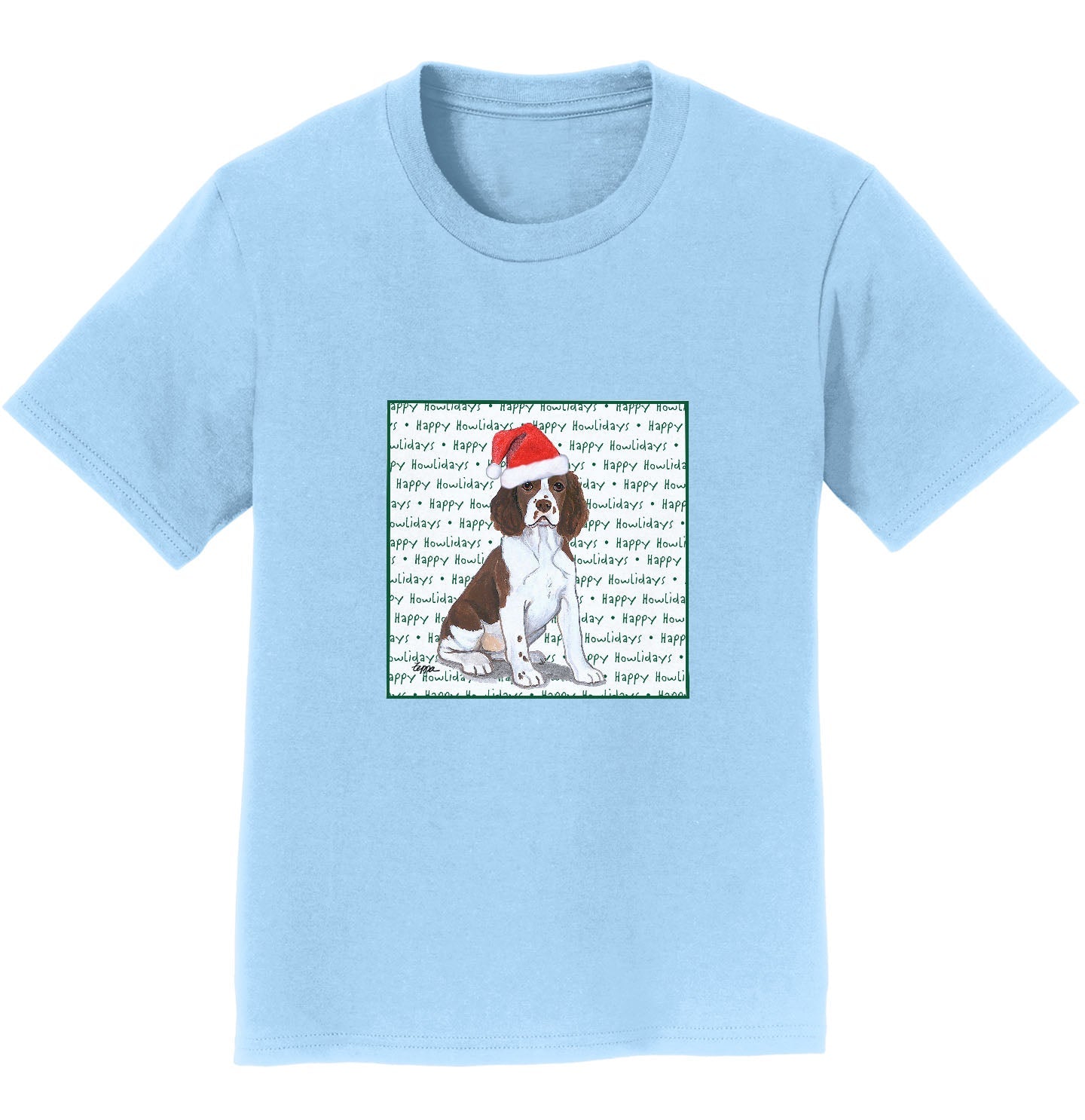 English Springer Spaniel Puppy Happy Howlidays Text - Kids' Unisex T-Shirt