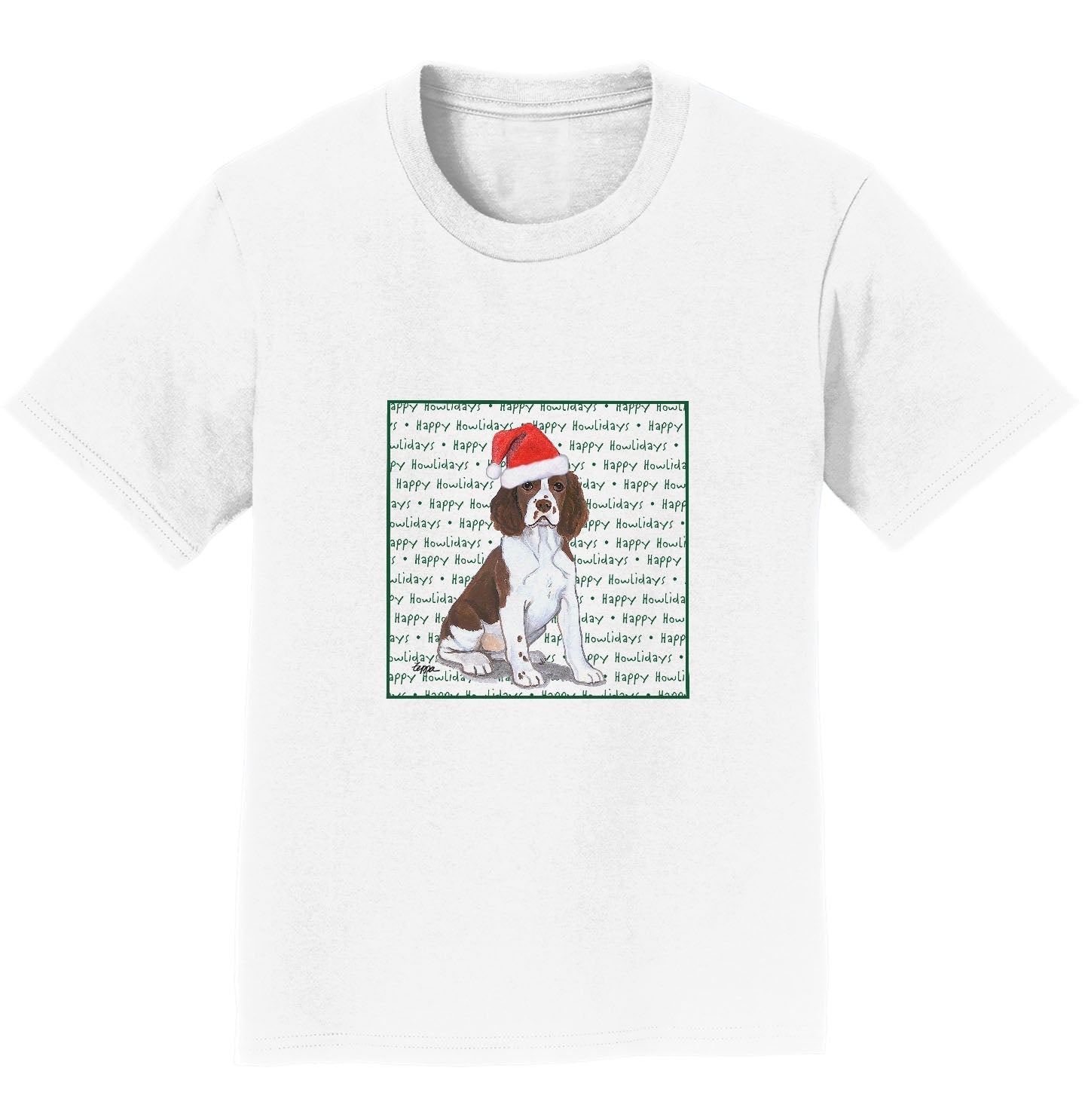 English Springer Spaniel Puppy Happy Howlidays Text - Kids' Unisex T-Shirt