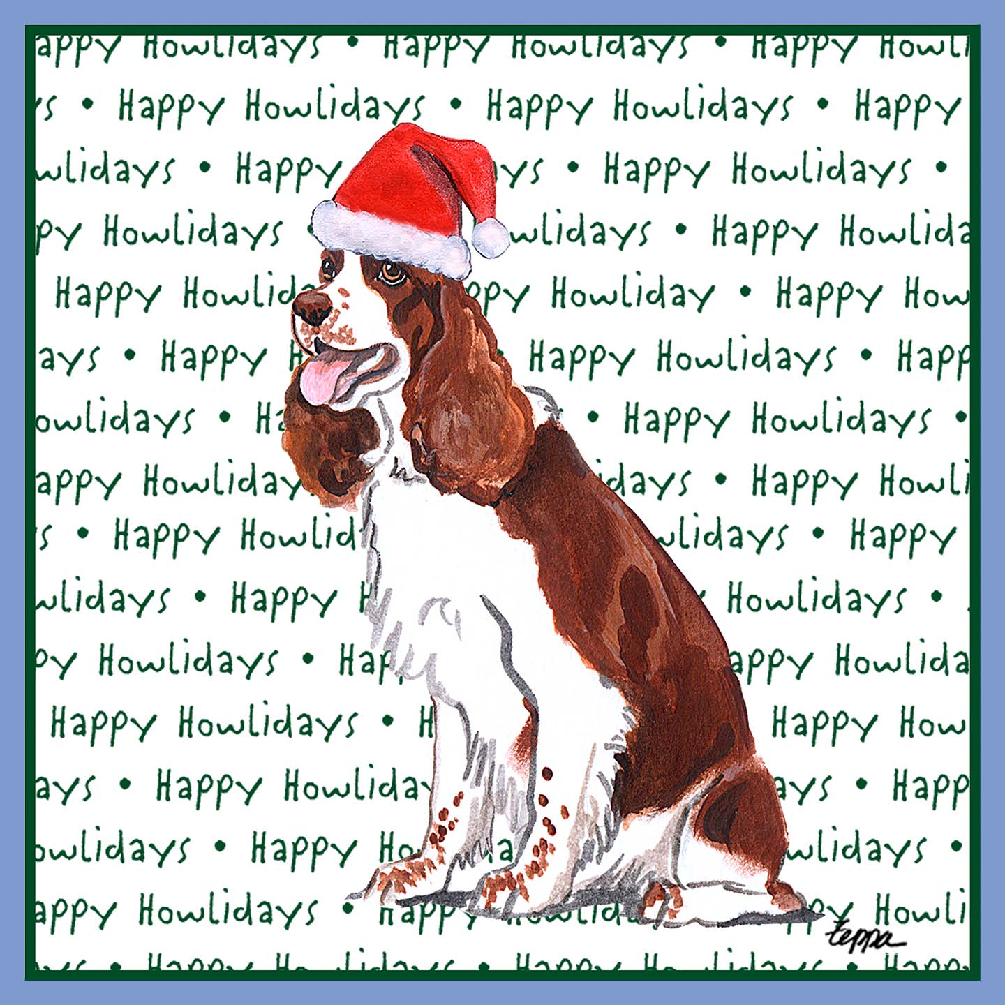 English Springer Spaniel (Liver & White) Happy Howlidays Text - Women's Tri-Blend T-Shirt