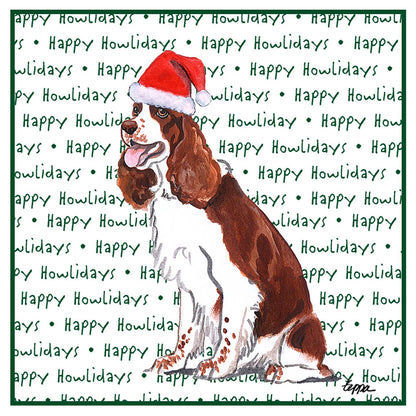 English Springer Spaniel (Liver & White) Happy Howlidays Text - Adult Unisex Hoodie Sweatshirt
