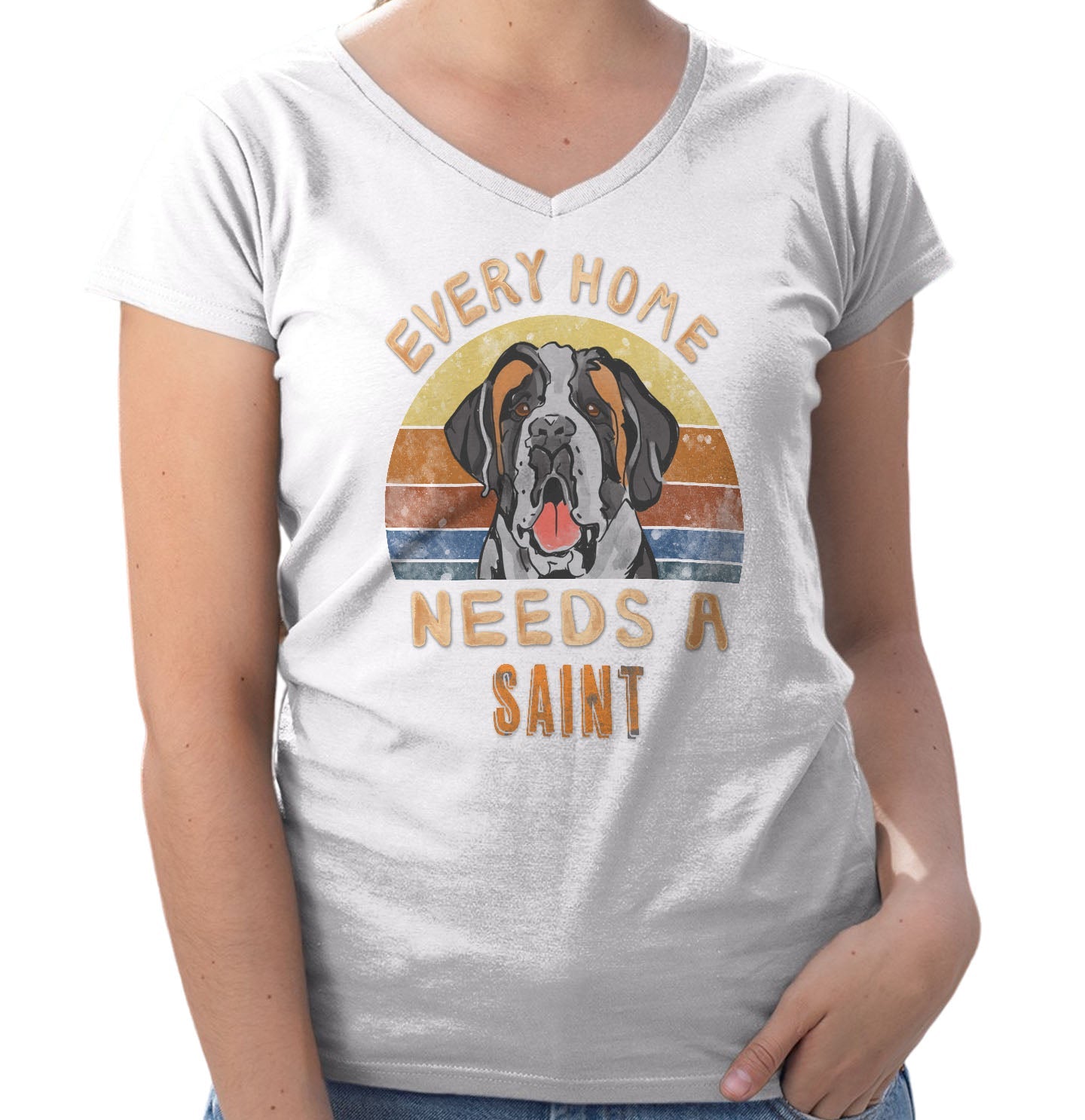 Every Home Needs a Saint Bernard - Women's V-Neck T-Shirt