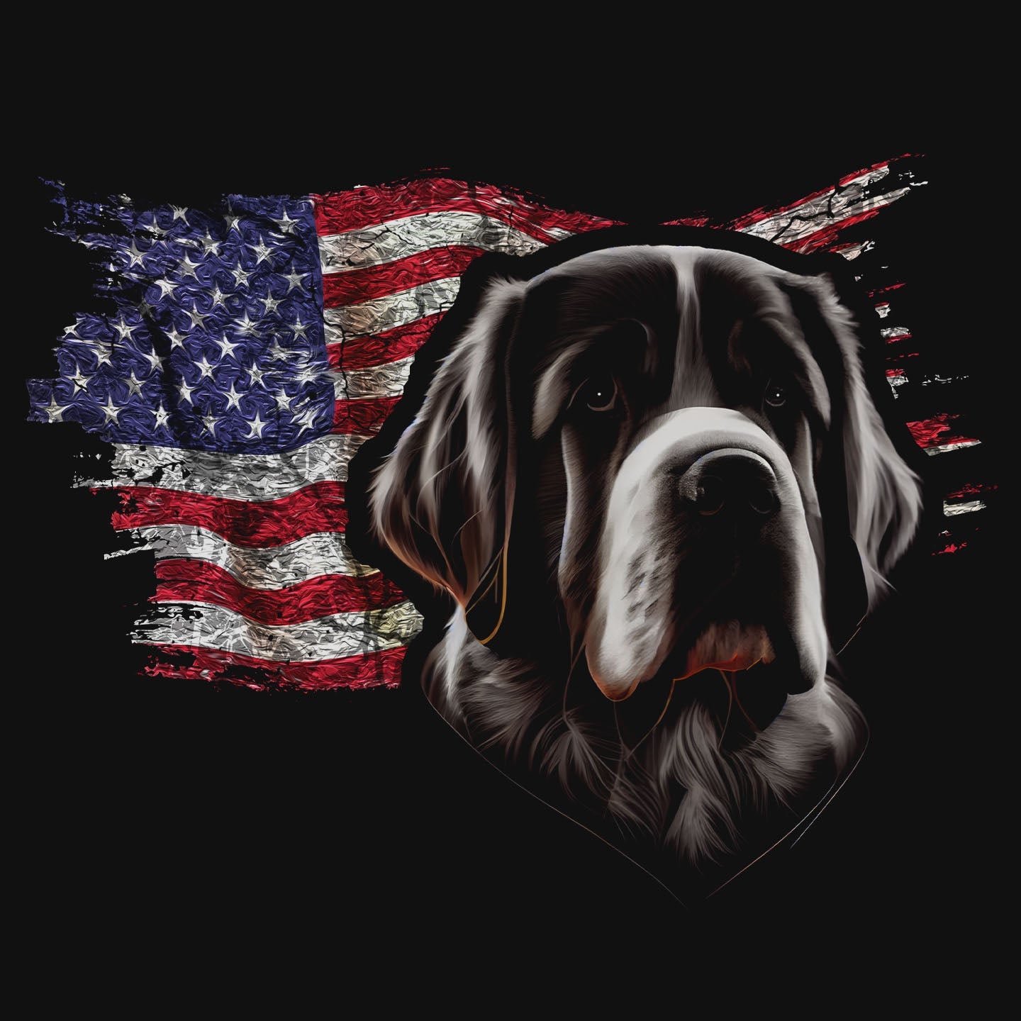 Patriotic Saint Bernard American Flag - Women's V-Neck T-Shirt