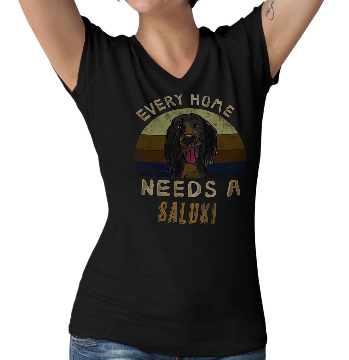 Every Home Needs a Saluki - Women's V-Neck T-Shirt