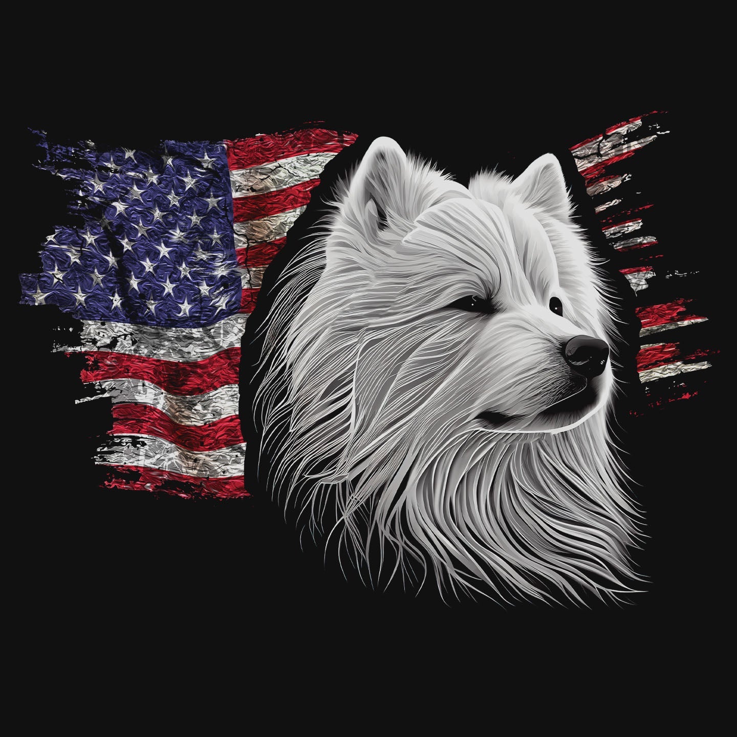Patriotic Samoyed American Flag - Adult Unisex T-Shirt