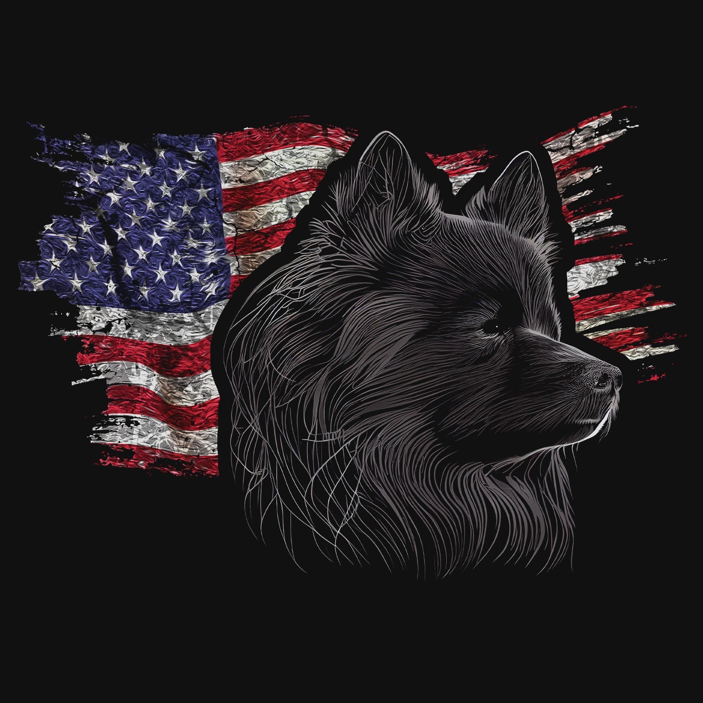 Patriotic Schipperke American Flag - Adult Unisex T-Shirt