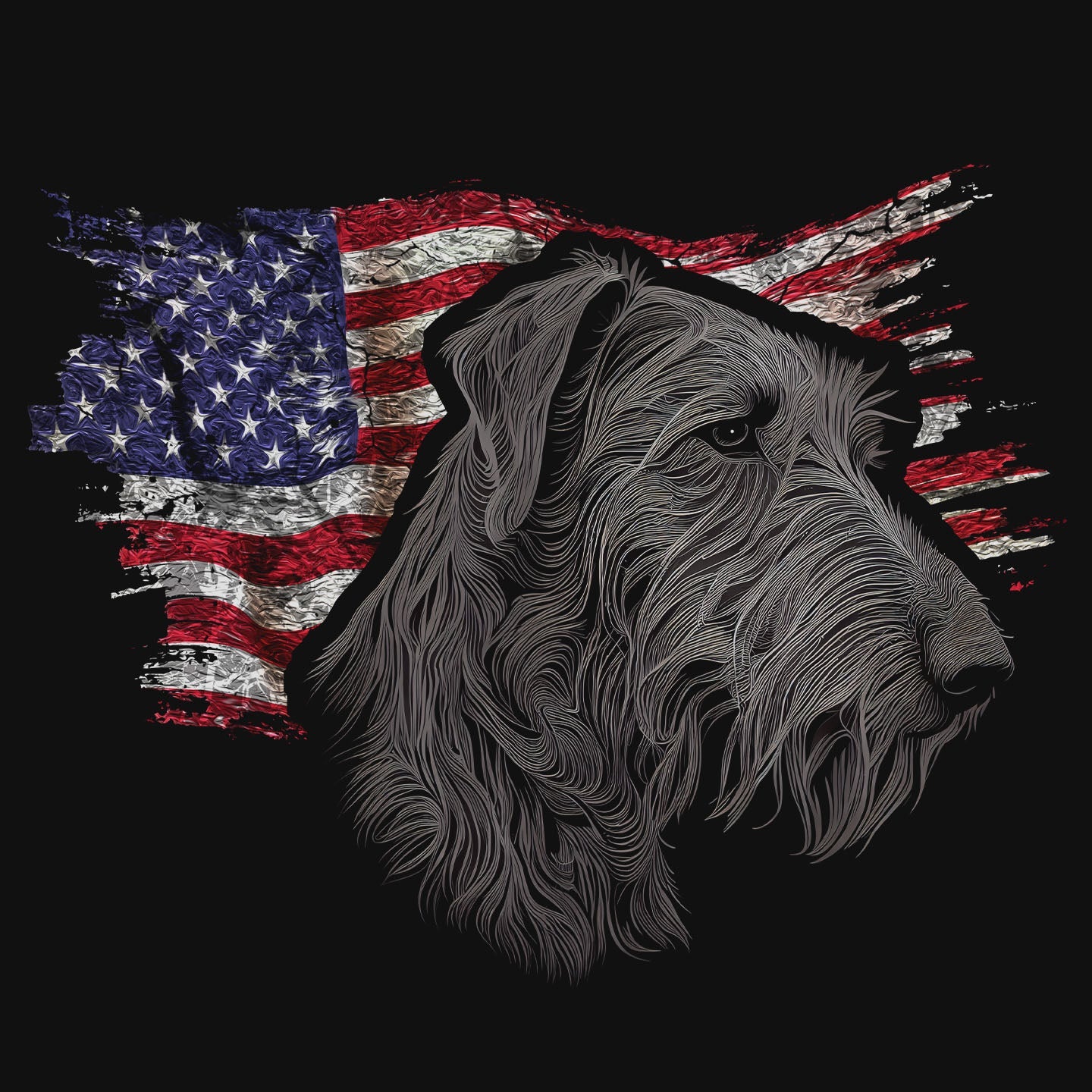 Patriotic Scottish Deerhound American Flag - Women's V-Neck T-Shirt