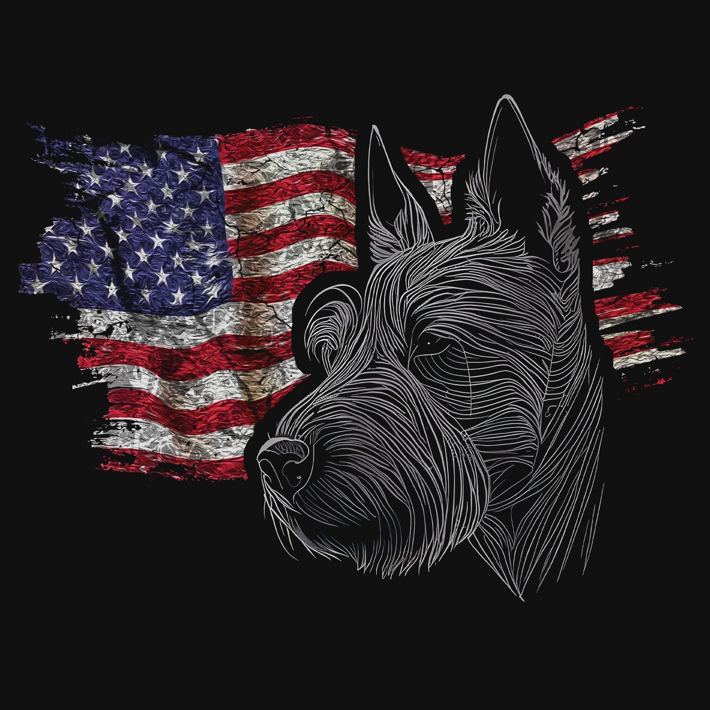 Patriotic Scottish Terrier American Flag - Adult Unisex T-Shirt