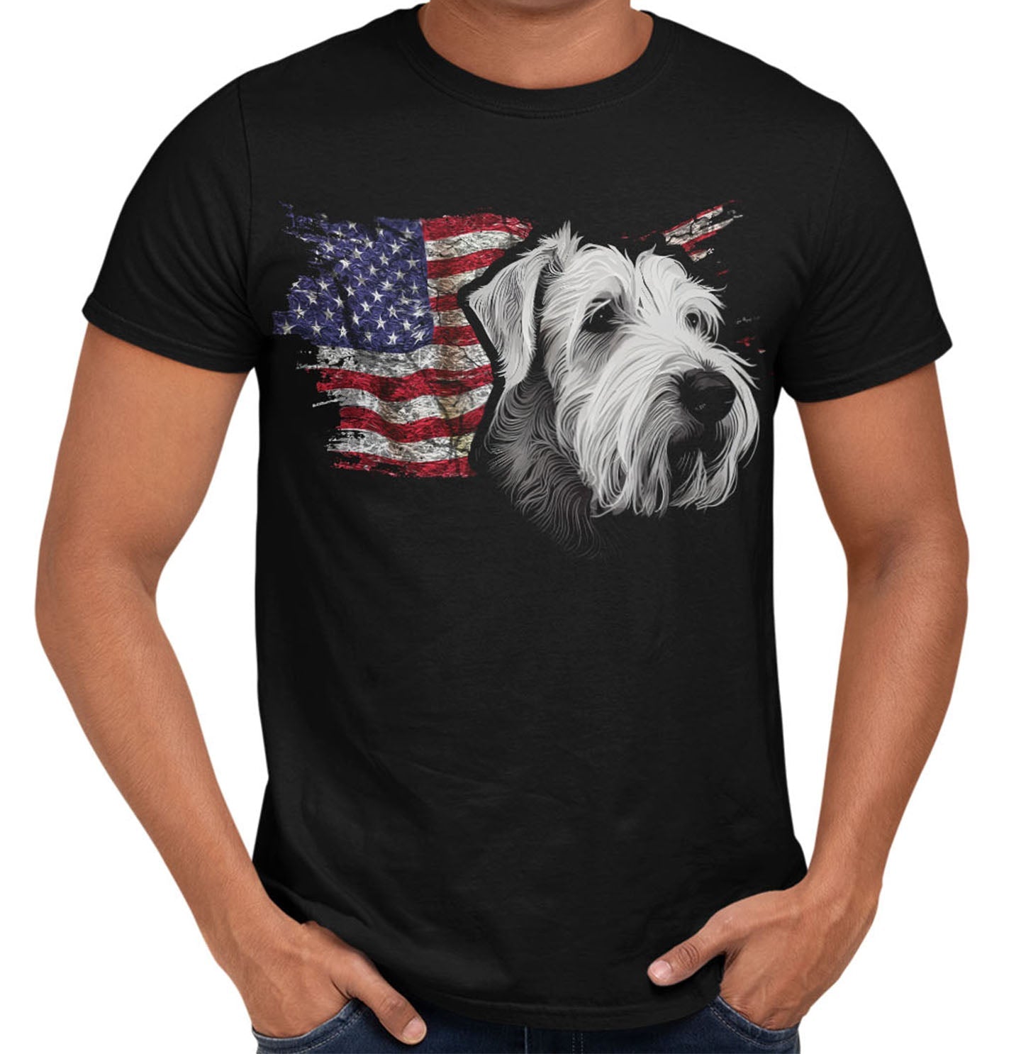 Patriotic Sealyham Terrier American Flag - Adult Unisex T-Shirt