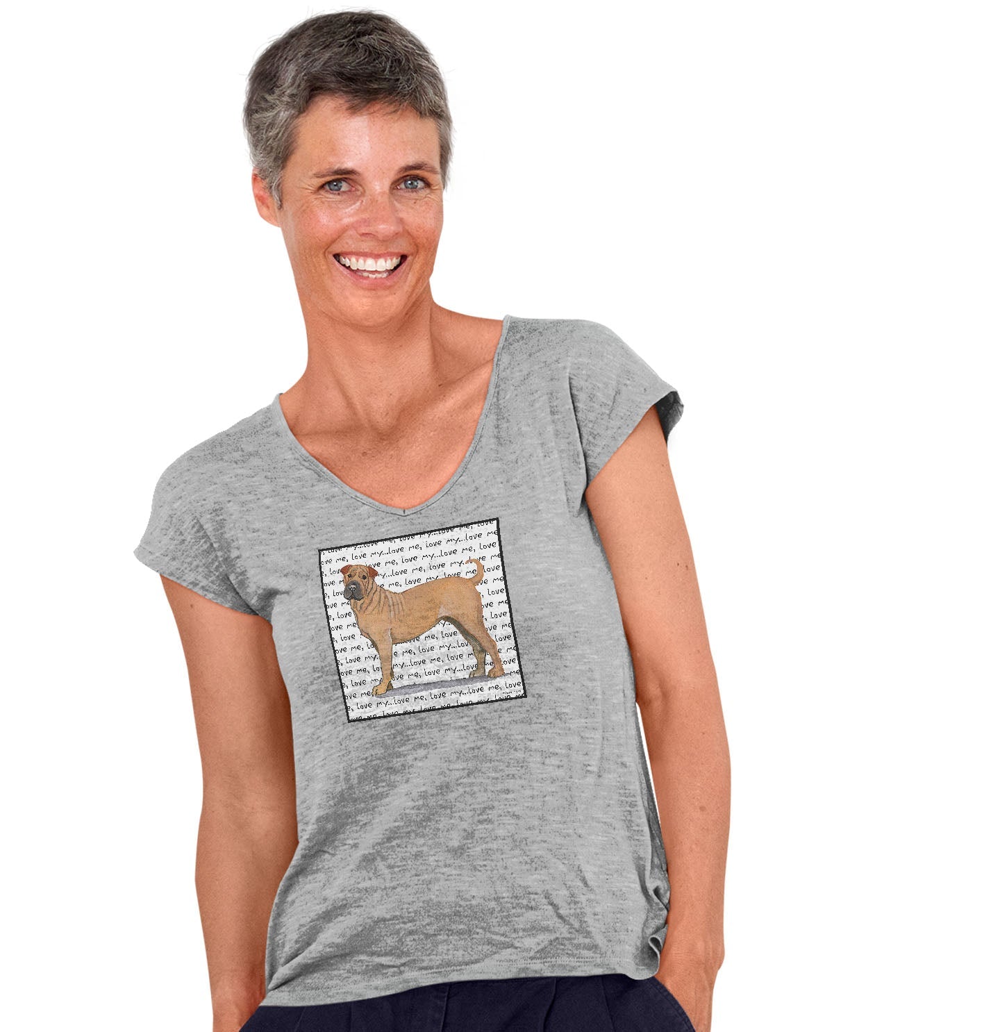 Shar Pei Love Text - Women's V-Neck T-Shirt