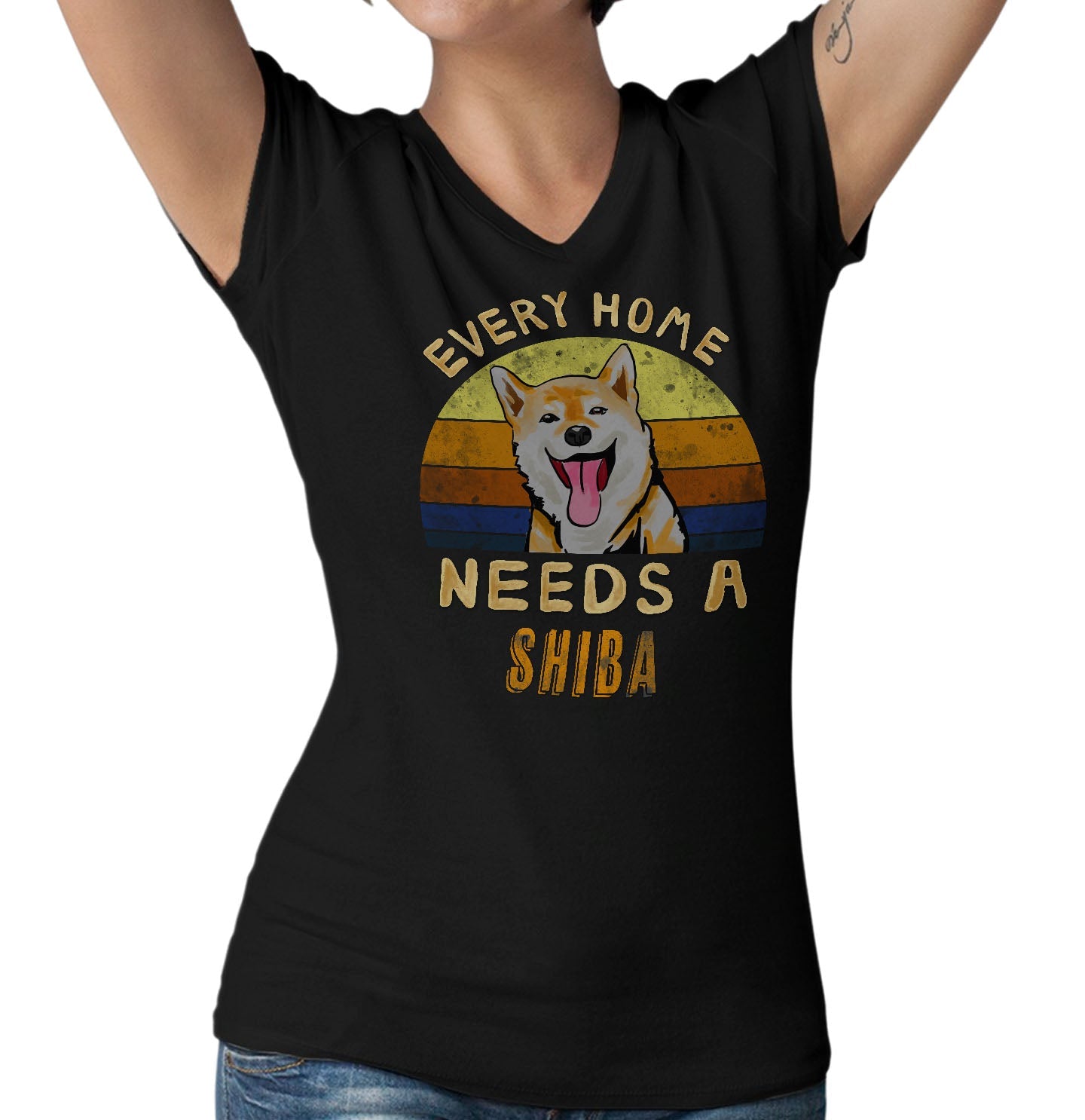 Every Home Needs a Shiba Inu - Women's V-Neck T-Shirt