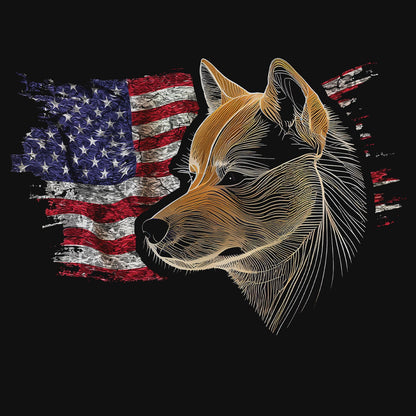 Patriotic Shiba Inu American Flag - Adult Unisex T-Shirt
