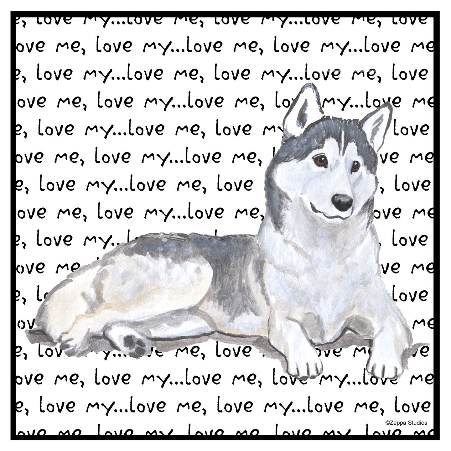 Siberian Huskey Love Text - Women's V-Neck Long Sleeve T-Shirt