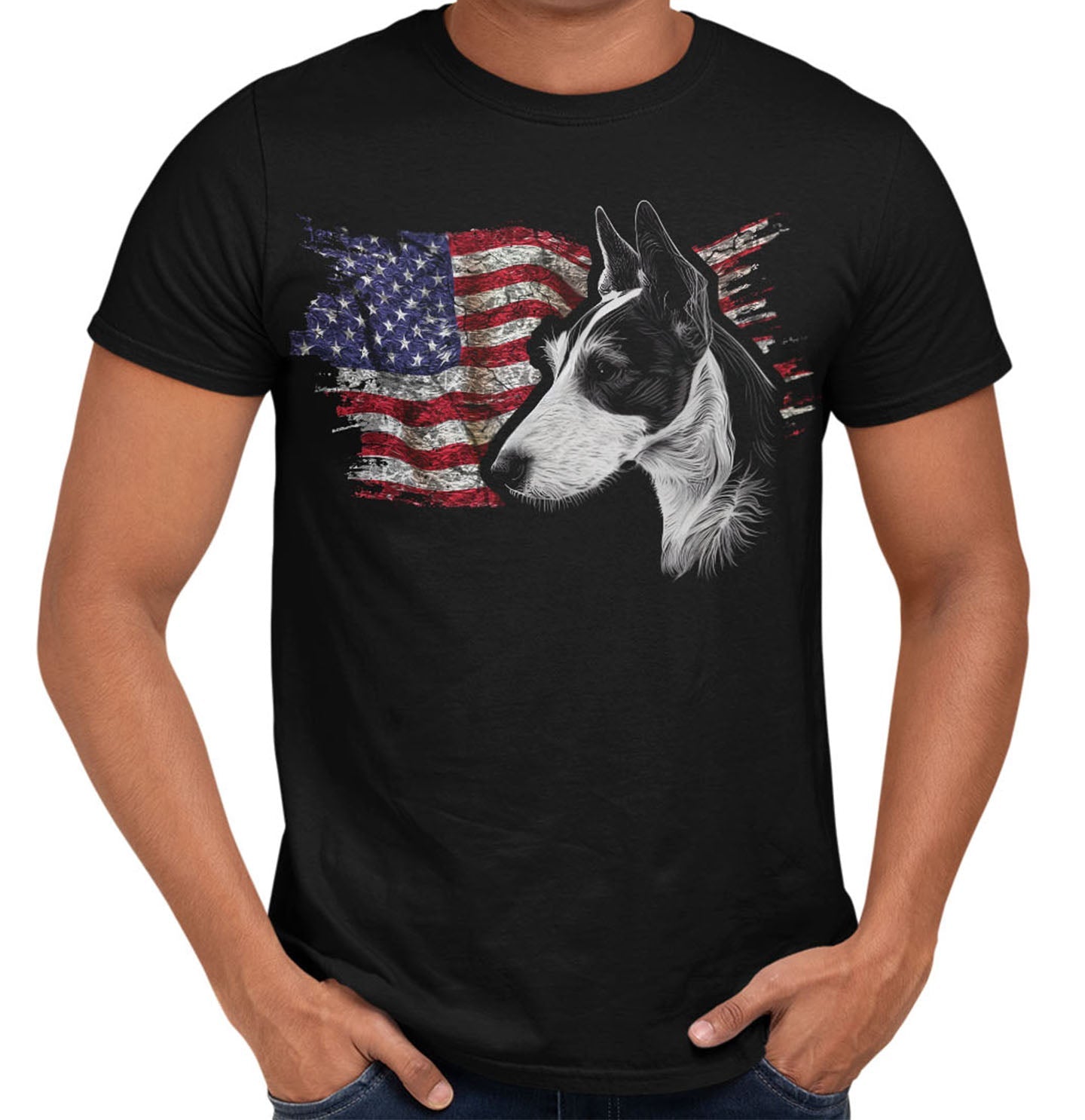 Patriotic Smooth Fox Terrier American Flag - Adult Unisex T-Shirt