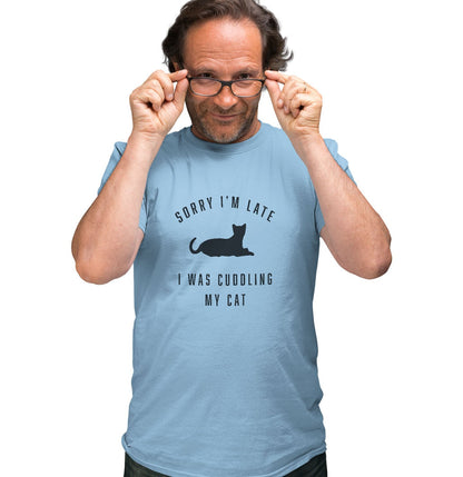Sorry I'm Late Cat Cuddling Silhouette - Adult Unisex T-Shirt